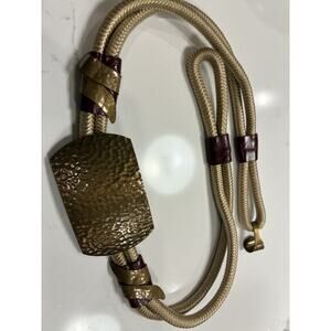 Vintage pointed Brass Burgundy Rope Cinch Belt M